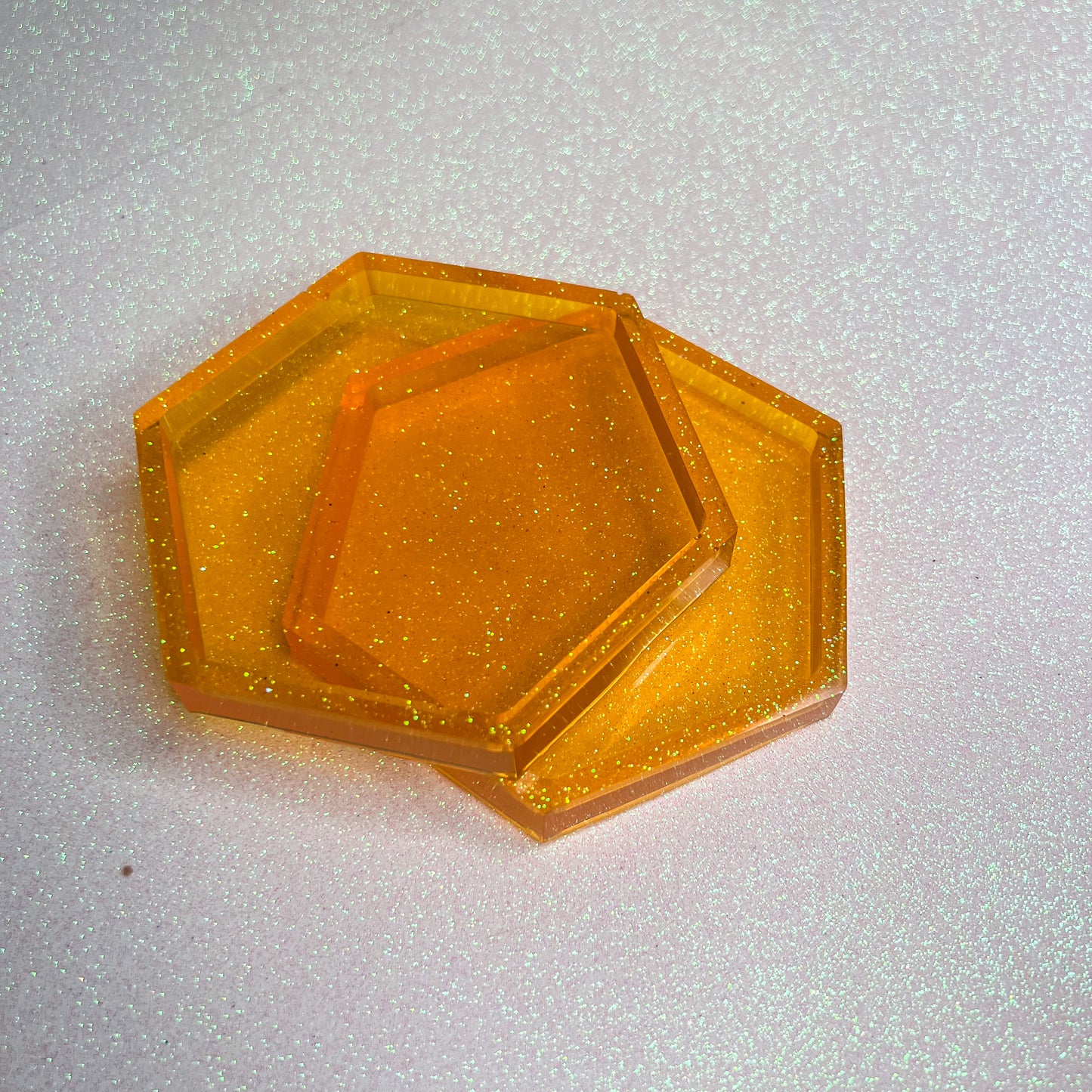 Pixie Dust Amber Hexagon Coasters